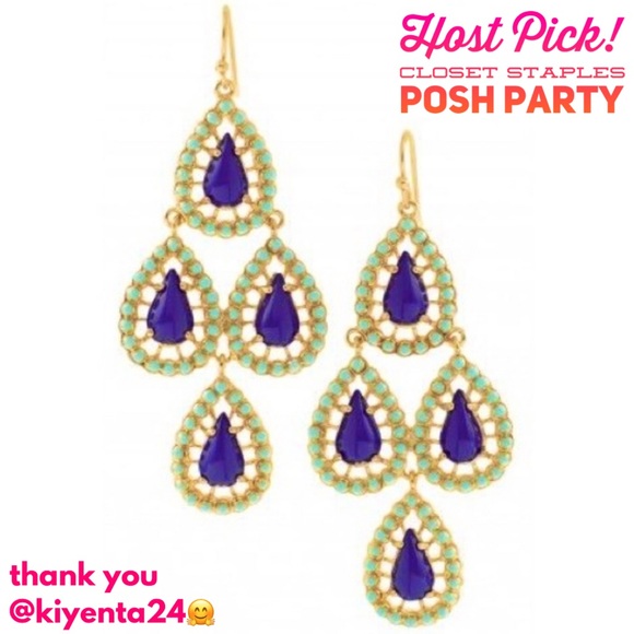 Stella & Dot | Ocean Seychelles Cobalt Blue + Sea Green Chandelier DropEarrings - Picture 1 of 4